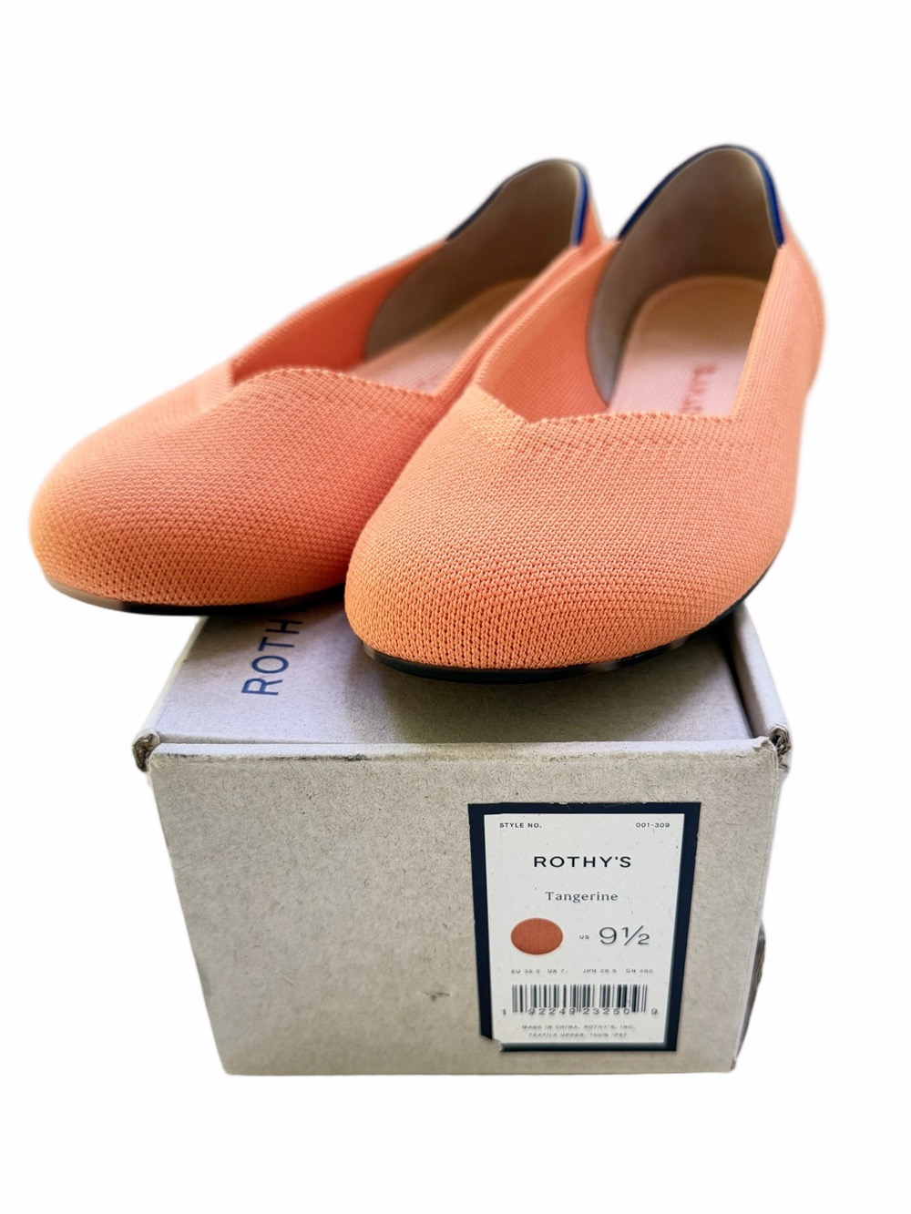 Rothy’s Tangerine Round Toe Ballet Flats Washable Size 9.5 New in Box